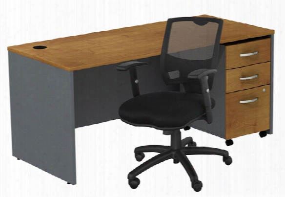 Managers Desk With 3 Drawer File And Chair By Bush