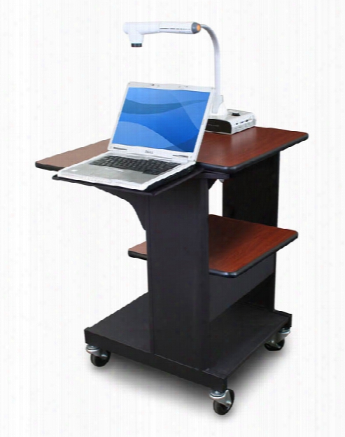 Marvel Vizion Benchmark Mobile Presentation Cart With Laptop Shelf - (cherry Laminate) By Marvel