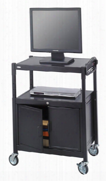 Steel Adjustable Av Cart With Cabinet By Safco Office Furniture