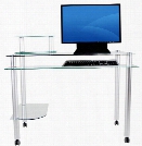 Glass and Aluminum Mobile Computer Desk by RTA Products