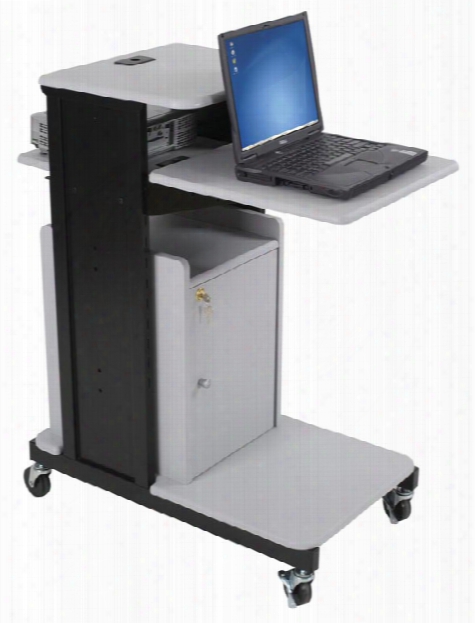 Xtra Long Presentation Cart With Locking Cabinet By Balt