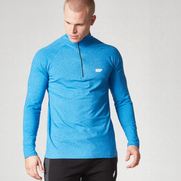 Myprotein Men's Performance Long Sleeve 1/4 Zip Top, Blue Marl, L