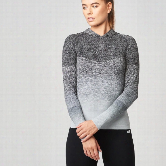 Ombre Seamless Hoodie - Black - Xs