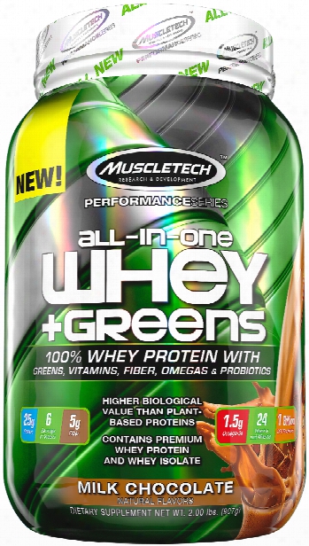 Muscletech All-in-one Whey + Greens - 2lbs Milk Chocolate