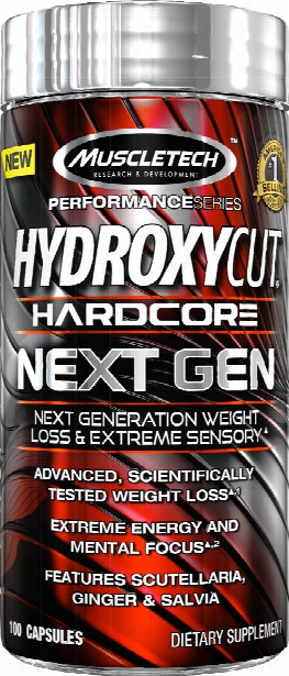 Muscletech Hydroxycut Hardcore Next Gen Yohimbe Free - 100 Capsules