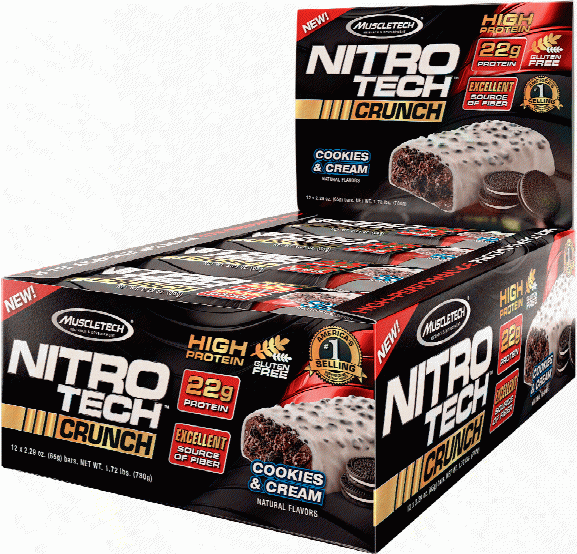 Muscletech Nitro-tech Crunch Bar - Box Of 12 Cookies & Cream