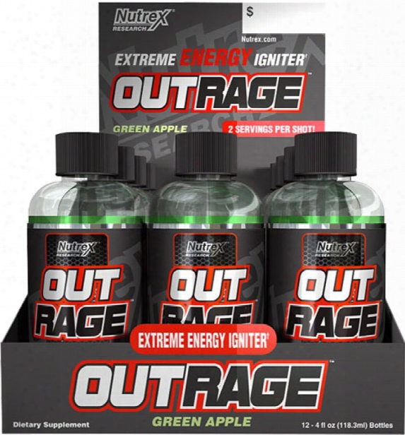 Nutrex Outrage Energy Shots - 12 Shots Green Apple