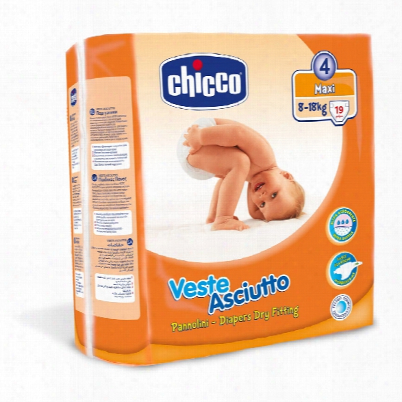 Chicco Veste Asciutto Diapers, Size 4 "maxi␝, 8-18 Kg