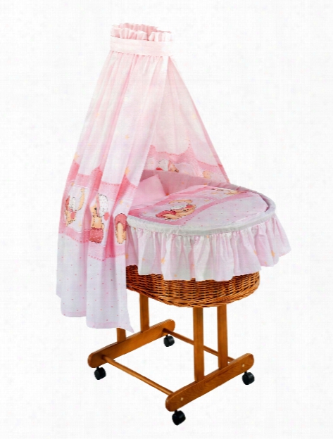 Zllner Bassinet Bedding Set Teddy Bear, Pink