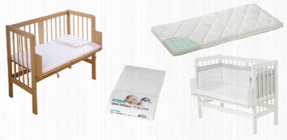 Alvi Bedside Cot Set, Natural-coloured, Including Mattress, Cot Bumper And Fitted Sheet