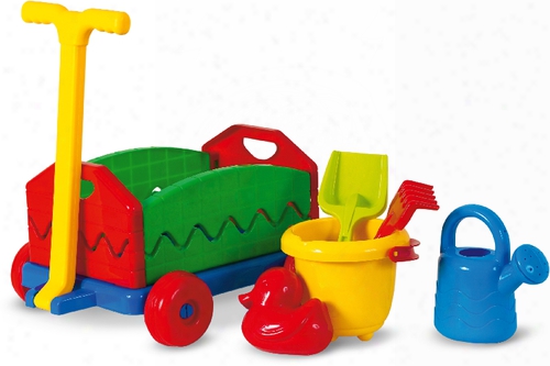 Outdoor Active Pull Along Cart With Sand Toys