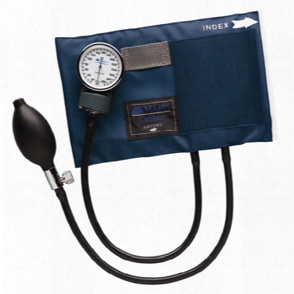 Mabis Caliber Aneroid Sphygmomanometer W/ Blue Cuff & Carrying Case, Deluxe Air Release Valve, Adult - Blue - Unisex - Included