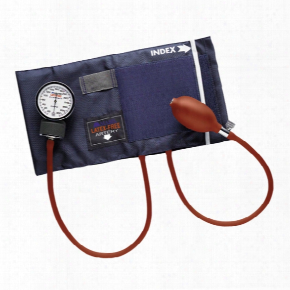 Mabis Precision Aneroid Sphygmomanometer W/ Blue Nylon Cuff, Latex Free, 300mmhg No-stop Pin Manometer, Child - Blue - Unisex - Included