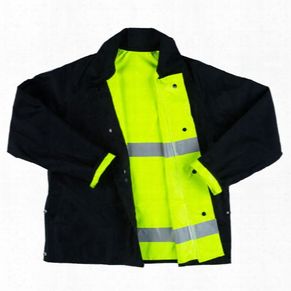 Neese Hi-visibility 30" Reversible Traffic Rain Jacket, Xx-large, Lime Green/black - Black - Male - Included