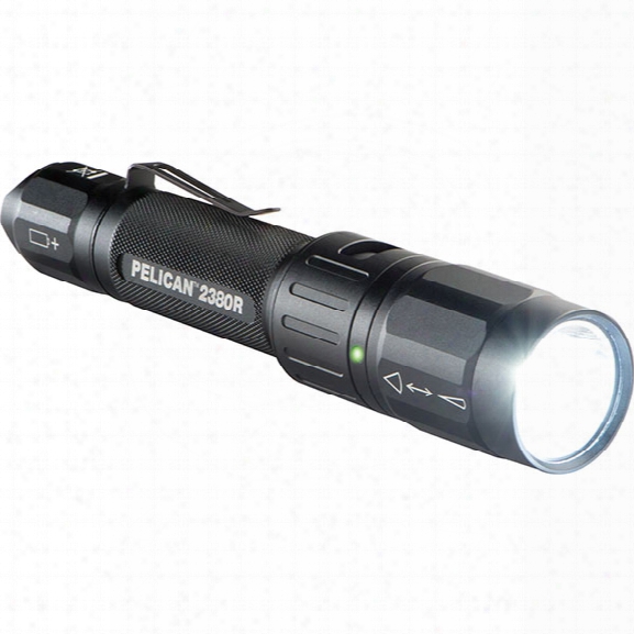 Pelican 2380r Rechargeable Led Flashlight, Black - Carbon - Male - Included