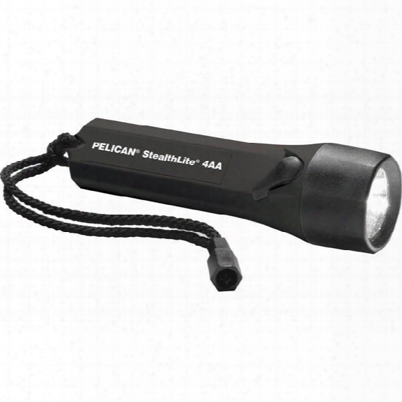 Pelican Stealthlite Flashlight W/ Alkaline Batteries, Black - White - Male - Included