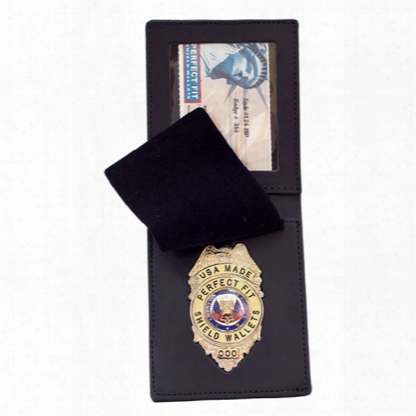 Perfect Fit Duty Leather Top Opening Badge Case, Black - Black - Male - Included