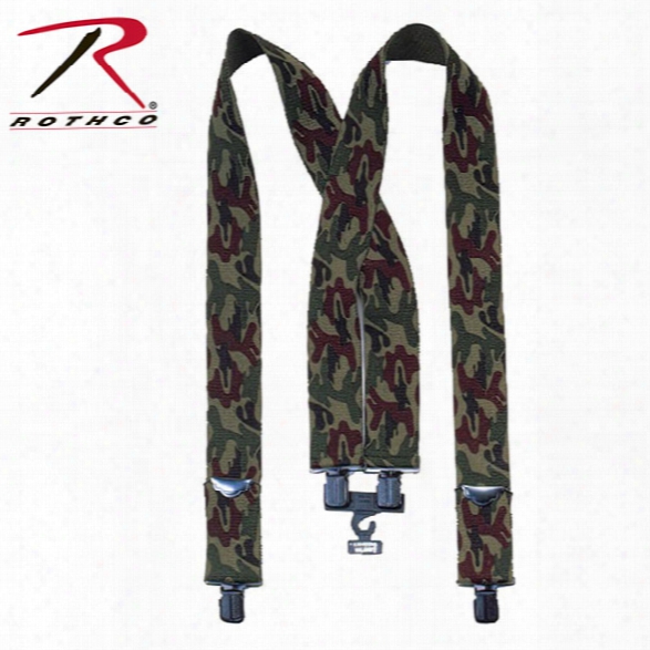 Rothco Pant Suspenders, Camo, - Black - Male - Included