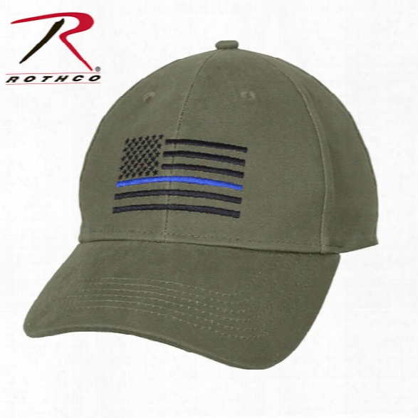 Rothco Thin Blue Line Flag Low Profile Cap, Olive Drab - Blue - Male - Included