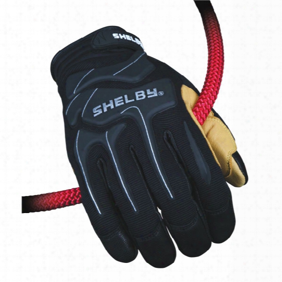 Shelby Glove L Eather Rope Rescue Gloves, Black/tan, 2x - Black - Unisex - Included