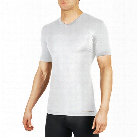 Tommie Copper Men Vitality Short Sleeve V Neck, White, Xl - Copper - Male - Included