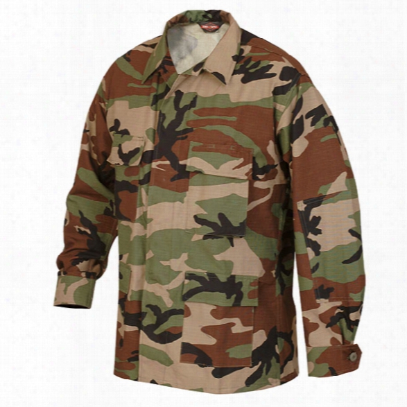 Tru-spec Bdu Coat, Cotton Ripstop, Woodland, 2x Long - Green - Male - Included