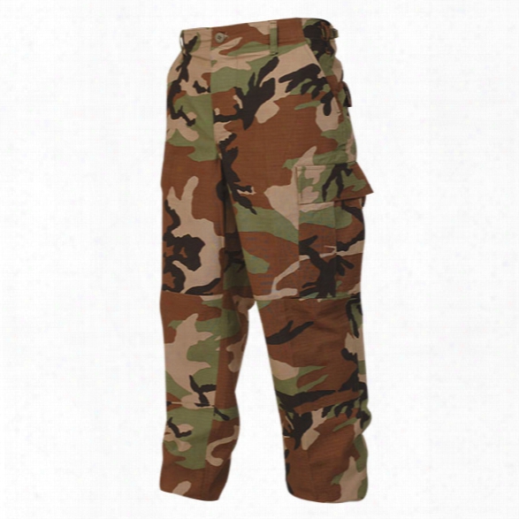 Tru-spec Bdu Pant, Cotton Ripstop, Woodland, 2x Long - Black - Male - Included