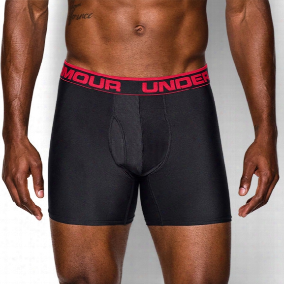 Under Armour 0 Series 6" Boxer Jock, Black/red, 2x - Black - Male - Excluded