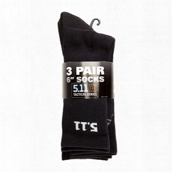 5.11 Tactical 3-pack 6" Socks, Black, Os - Black - Male - Excluded