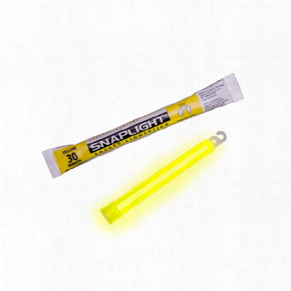 Cyalume 6" Snaplight Lightstick, 12 Hour, Yellow - White - Male - Included