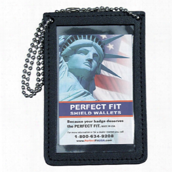 Perfect Fit Double Id Holder For Neck With 30" Chain, Black, Id 3 3/4 X 4 1/2" - Black - Male - Included