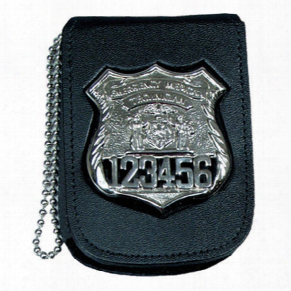 Perfect Fit Recessed Badge And Id Neck Holder With 30" Chain, Hook & Loop Closure, Id 2 3/4" X 3 5/8", Badge Width 2 5/8" - Id 2 3/4" X 3 5/8" - Male - Included