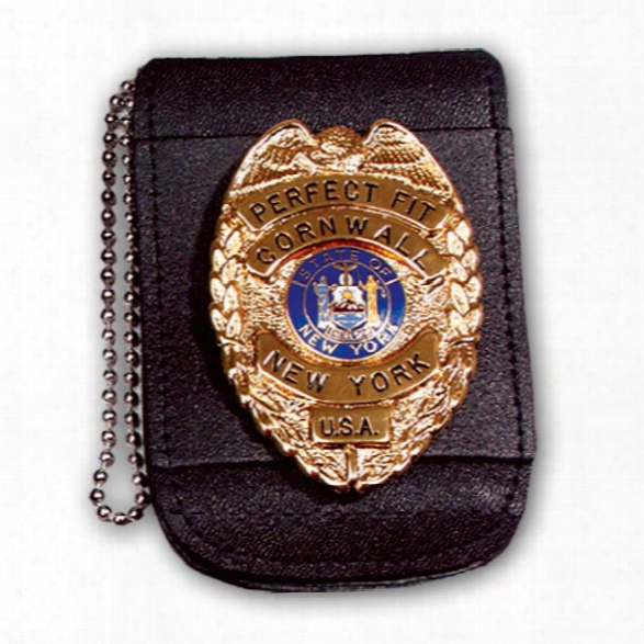 Perfect Fit Universal Badge And Id Holder With 30" Chain & Hook & Loop Closure, Black, Id 2 3/4" X 3 1/4", Badge Width 3" - Black - Male - Included