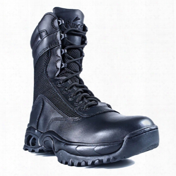 Ridge Outdoors Air-tac Plus Zipper 8" Boot, Black Leather/black Mesh Nylon, 9 Wide - Black - Male - Included