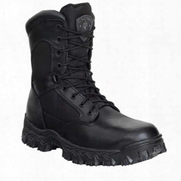 Rocky 8" Alpha Force Boot, Black, 10.5m, Composite Toe, Side Zip, Mens - Metallic - Male - Included