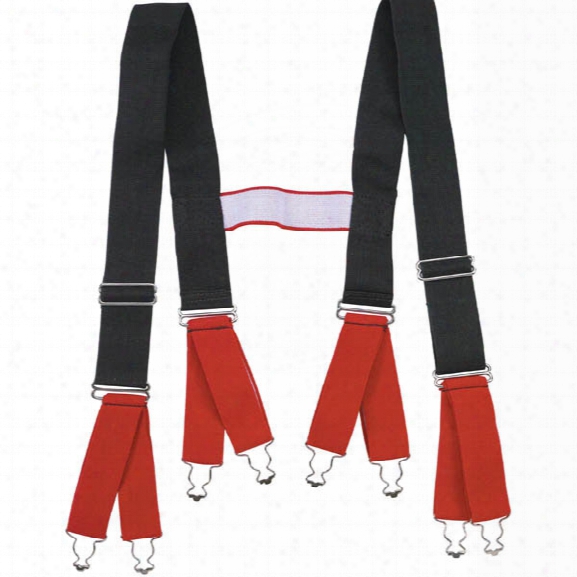 Seco Heavy-duty H-back Turnout Suspenders, Red/black - Black - Male - Included