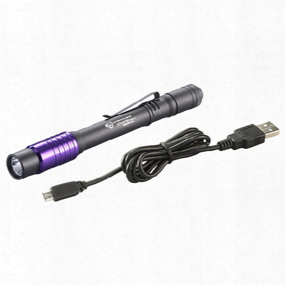 Streamlight Stylus Pro Usb Uv Echargeable Ultraviolet Penlight, W/ 120v Ac Adapter, Usb Cord, Nylon Holster, Black - Purple - Male - Included
