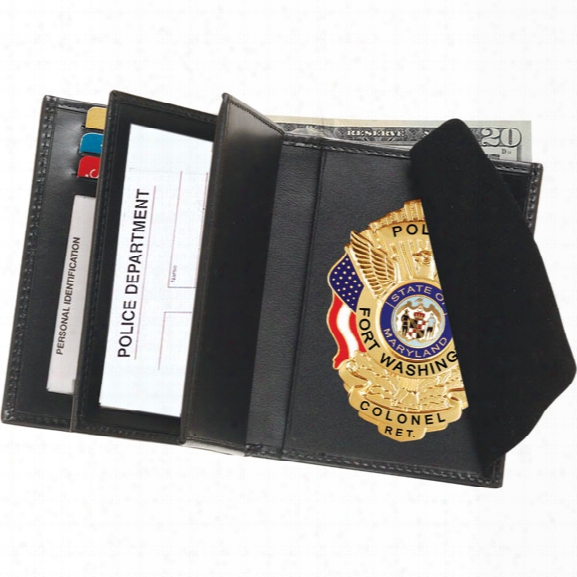 Strong Leather Deluxe Double Id Hidden Badge, Credit Card & License Wallet, Fits Id 3" X 4-1/2" - Black - Male - Included