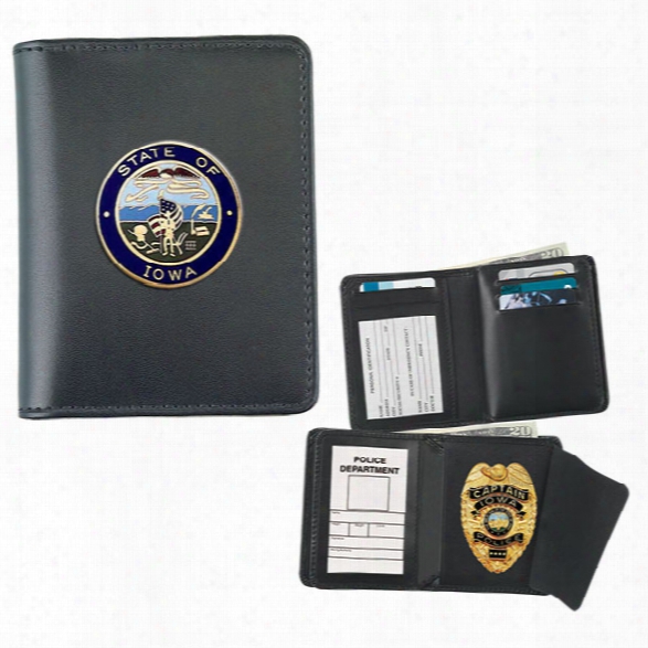 Strong Leather Deluxe Hidden Badge Wallet For Your Challenge Coin, Black - Black - Male - Included