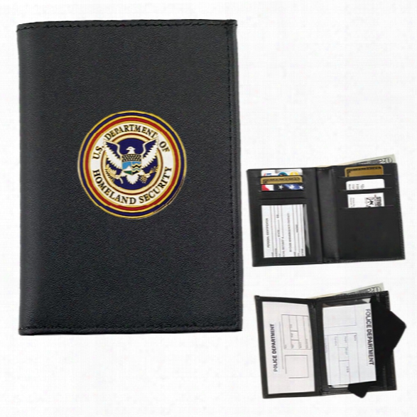 Strong Leather Double Id & Credit Card Wallet For Your Challenge Coin, Black - Black - Male - Included