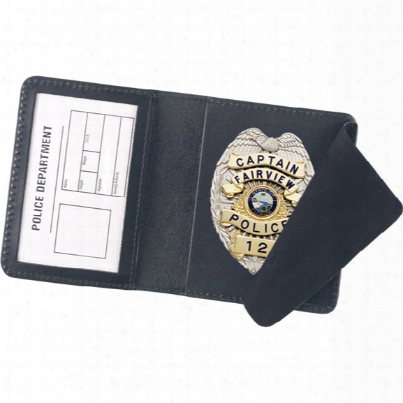 Strong Leather Duty Style Side Opening Badge Case, Fits Id 2-3/4" X 4" - Black - Male - Included