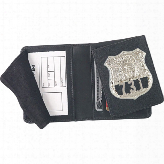 Strong Leather Flip Out Badge Case, Id Size 2-3/4" X 4" - Black - Male - Included