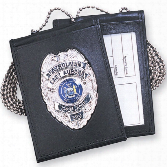 Strong Leather Neck Badge & Id Holder No Cutout - Black - Male - Included