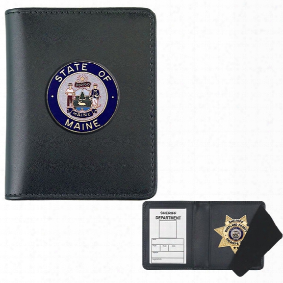 Strong Leather Side Open Badge Case For Your Challenge Coin, Black - Black - Male - Included