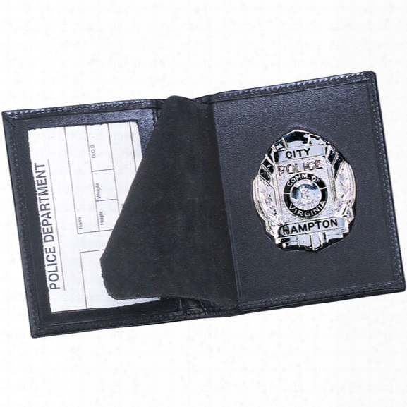 Strong Leather Side-opening Badge Case, Oval - Black - Male - Included