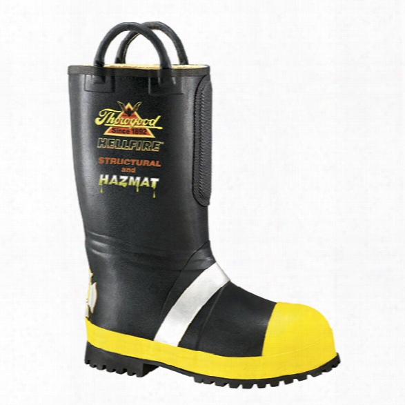 Thorogood Rubber Insulated Fire Boot, Lug Sole, Black & Yellow, 10.5m - Yellow - Male - Included