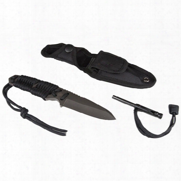 Tru-spec T1 Survival Paracord Knife, Black - Black - Unisex - Included