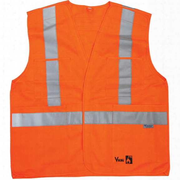 Viking Fr Safety Vest, Fluorescent Orange, 2x-large/3x-large - Orange - Male - Included