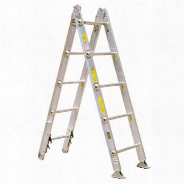 Alco-lite Aluminum Combination Ladders, 7'4"l Closed, 7'4"l A-height, 11" A-width, 20-1/2"w, 6-3/8" Banking Thickness, 29 Lbs. - Silver - Male - Excluded