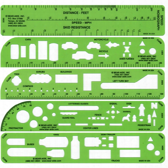 Bear-aide, Inc. Universal Traffic Investigation Template Set - Black - Unisex - Included